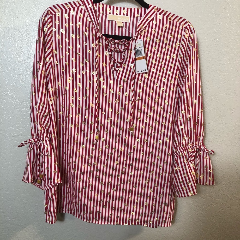 Michael Kors Striped Raspberry Blouse